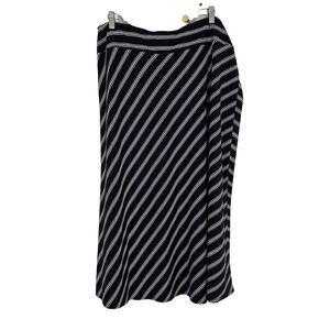 Talbots Skirt Size 2xp 2x Petite Navy Blue White Stripe Pull On Comfort Nautical
